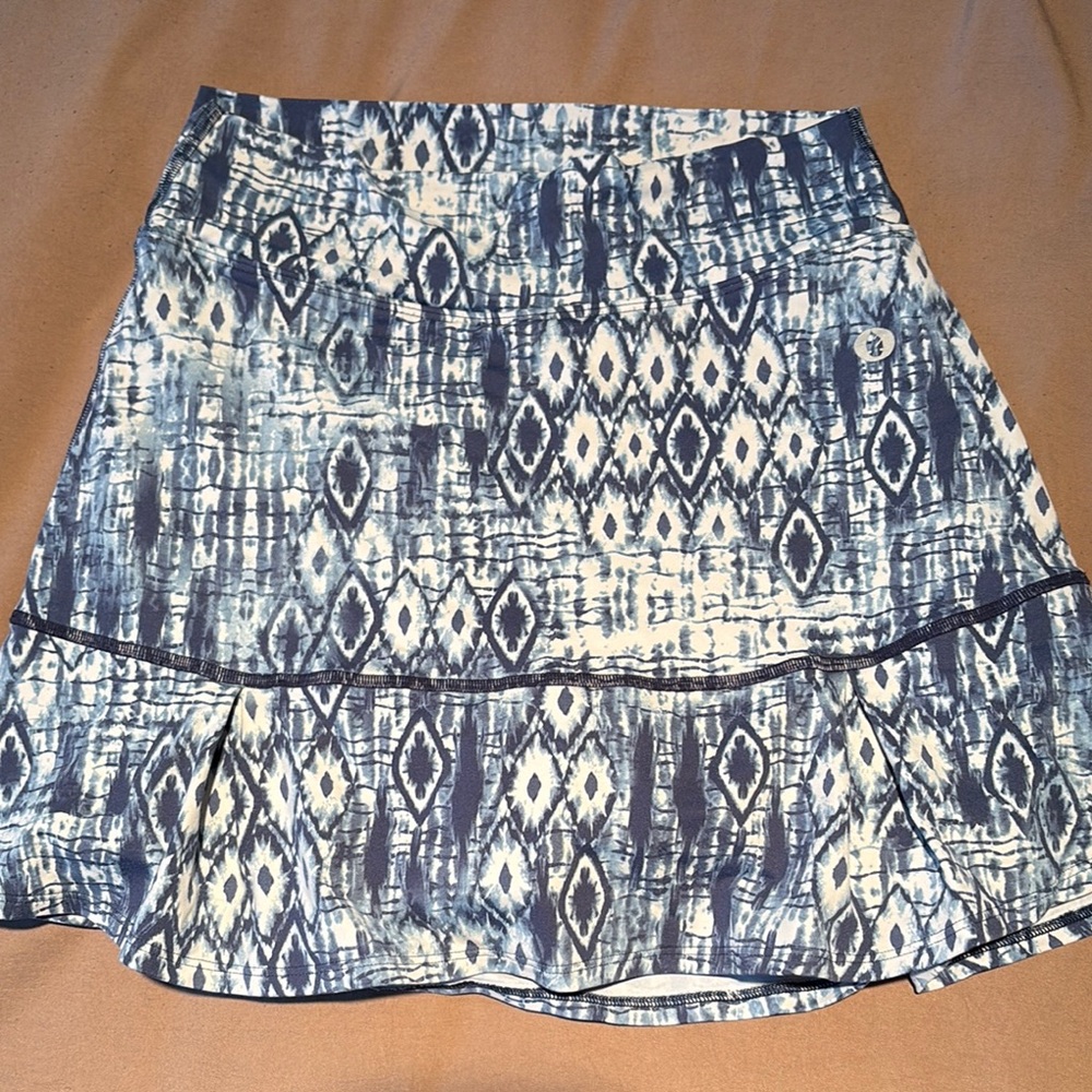 Blue Patterned Mini Skirt